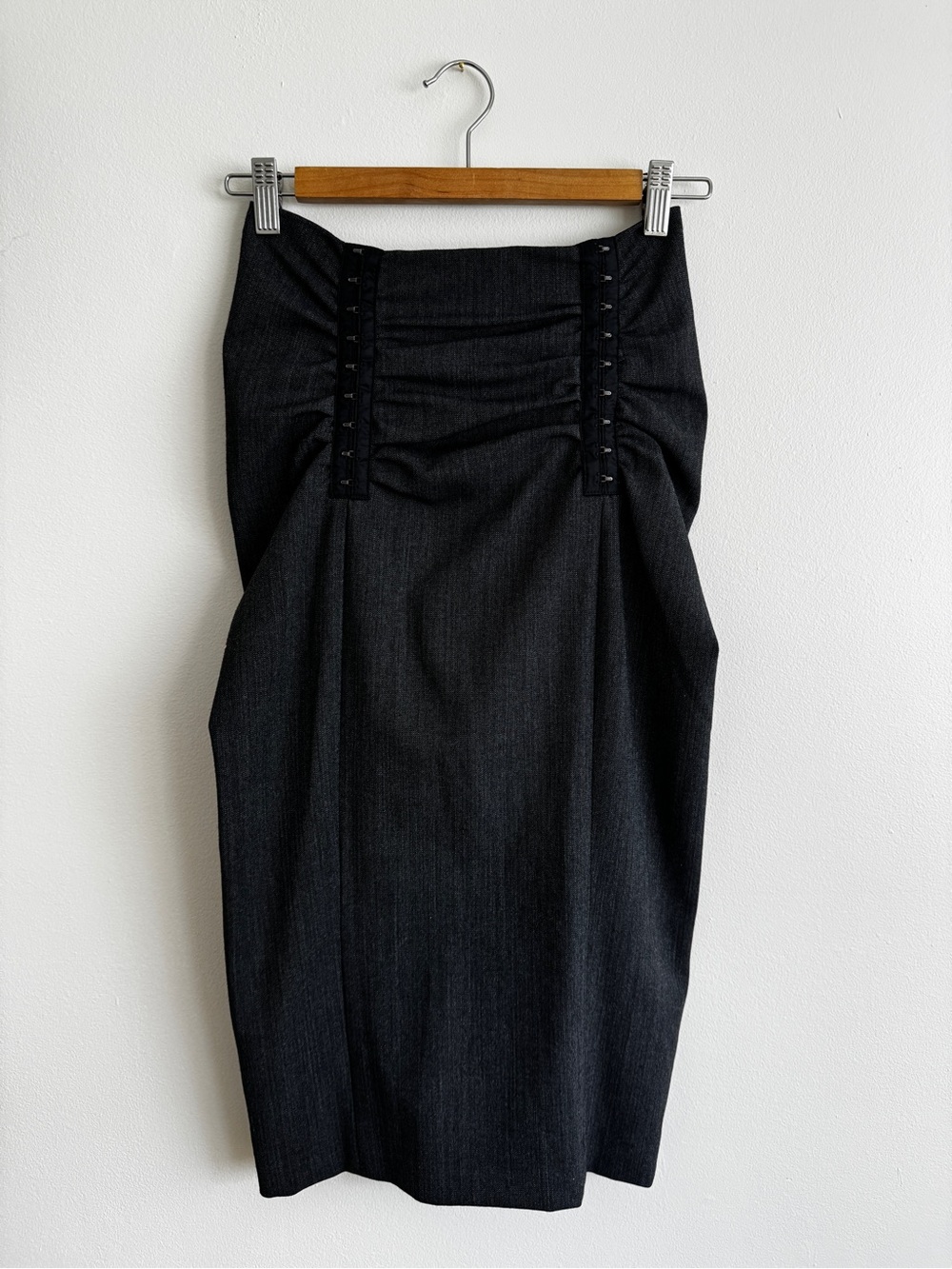 D&G Charcoal Gray Pencil Skirt with Front Ruched Detail